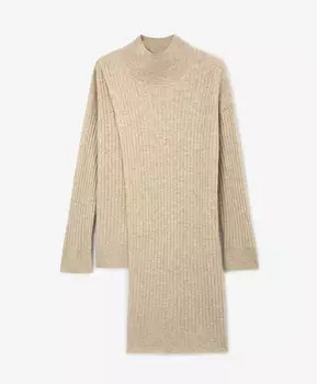 Джемпер вязаный с асимметричными отлетными деталями бежевый GLVR (L)