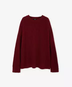 Джемпер вязаный силуэта оверсайз бордовый GLVR (XL)