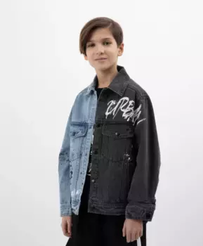 Джинсовая куртка из контрастного сочетания денима Gulliver (140)