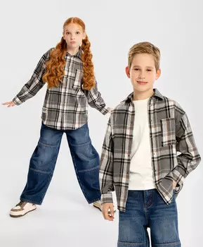 Джинсы багги широкие утепленные синие детские Button Blue (152)