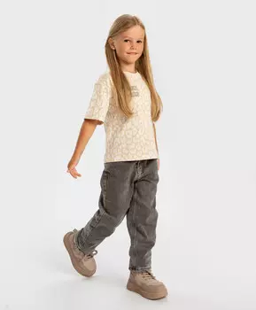 Джинсы Carrot fit утепленные серые детские Button Blue (104)