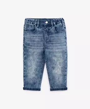 Джинсы для мальчика вареные прямые синие Gulliver