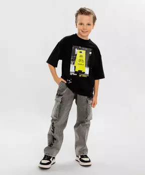 Джинсы-карго relaxed fit серые для мальчика Button Blue (164)