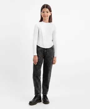 Джинсы Mom fit утеплённые серые для девочки Gulliver (170)