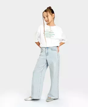 Джинсы палаццо для девочки голубые Button Blue