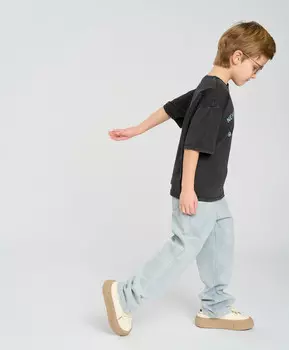 Джинсы прямые детские голубые Button Blue