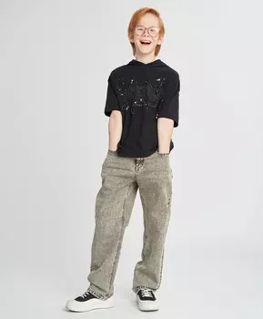 Джинсы прямые детские серые Button Blue