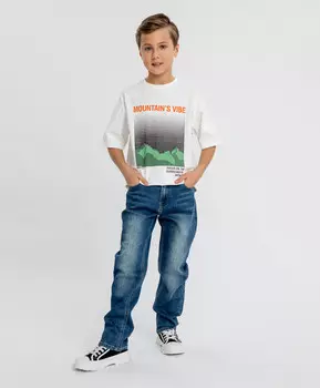 Джинсы regular fit синие для мальчика Button Blue (164)