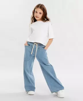 Джинсы relaxed fit голубые для девочки Button Blue (164)