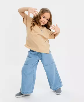 Джинсы relaxed fit голубые для девочки Button Blue