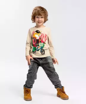 Джинсы с флисовой подкладкой серые Button Blue (128)