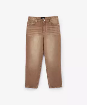 Джинсы силуэта Мом-фит из цветного денима бежевые GLVR