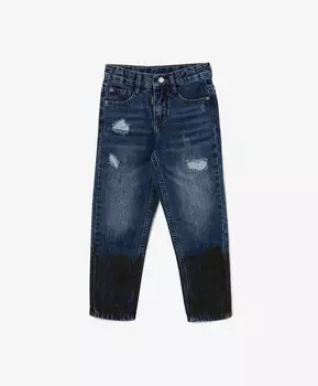 Джинсы силуэта regular с варкой, повреждениями и заминами Gulliver