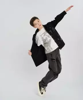 Джинсы скини детские серые с потертостями Button Blue