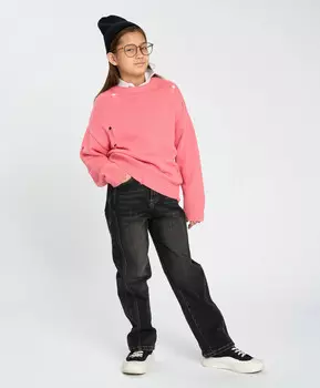 Джинсы скини для девочки серые с косыми боковыми швами Button Blue