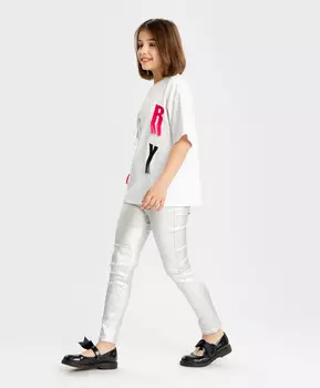 Джинсы скини серебристые для девочки Button Blue