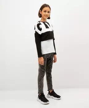 Джинсы Slim утепленные черные Gulliver (158)
