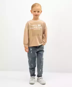 Джинсы свободной формы с элементами потертости синие Gulliver (122)