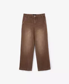 Джинсы-трубы из плотного денима бежевые GLVR