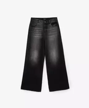 Джинсы-трубы из плотного денима черные GLVR