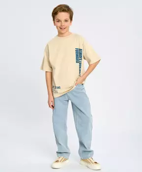 Джинсы трубы прямые детские голубые Button Blue