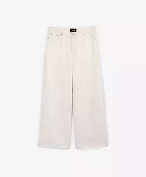 Джинсы-трубы средней посадки из денима с дестрой эффектом молочные GLVR