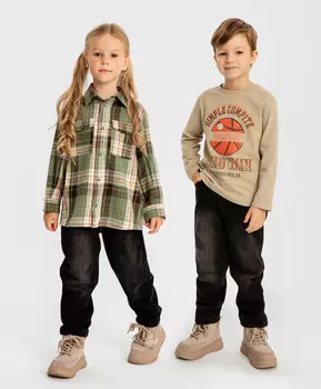 Джинсы утепленные прямые Regular fit черные детские Button Blue