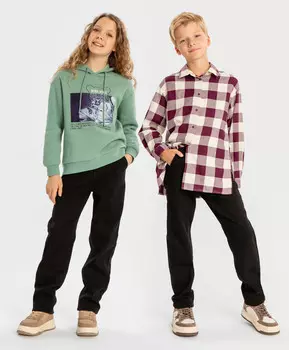 Джинсы утепленные прямые Regular fit черные детские Button Blue (146)