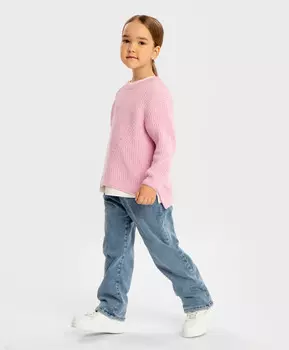 Джинсы утепленные с поясом на резинке синие для девочки Button Blue (116)