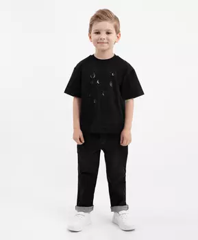 Джинсы зауженные чёрные для мальчика Gulliver (128)