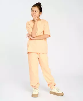 Джоггеры базовые детские коралловые с поясом на резинке Button Blue