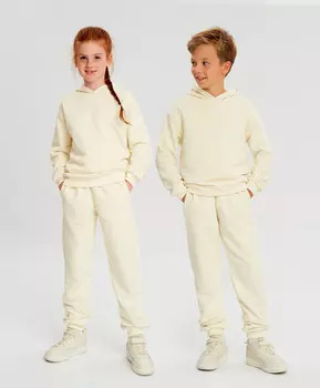 Джоггеры базовые с поясом на резинке молочные детские Button Blue