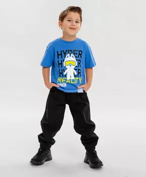 Джоггеры чёрные для мальчика Button Blue (128)