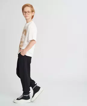 Джоггеры детские черные с поясом на резинке Button Blue