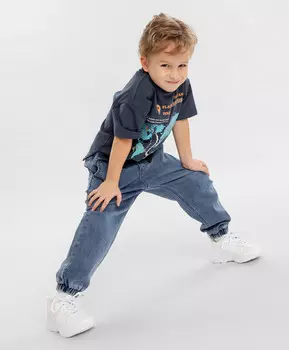 Джоггеры джинсовые синие для мальчика Button Blue (128)