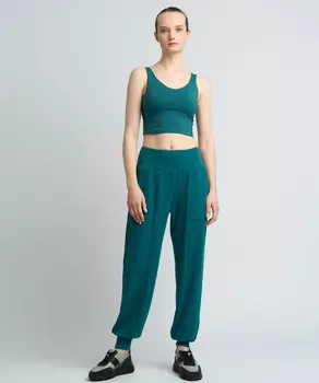 Джоггеры мягкие с широким поясом для женщины зеленые Jumkey