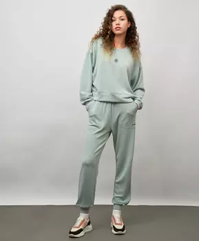 Джоггеры мягкие с утяжкой на поясе для женщины зеленые Jumkey