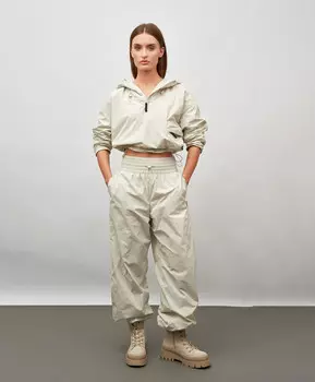 Джоггеры непромокаемые с высокой посадкой и утяжкой по талии для женщины молочные Jumkey (L)