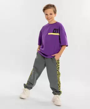 Джоггеры с лампасами серые для мальчика Button Blue (140)