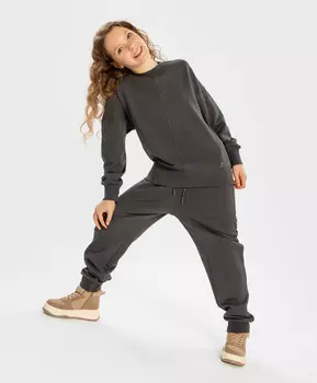 Джоггеры с поясом на резинке серые для девочки Button Blue (170)