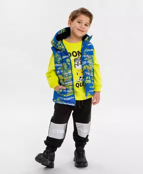 Джоггеры с принтом с поясом на резинке чёрные для мальчика Button Blue (128)