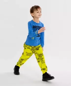 Джоггеры с принтом салатовые для мальчика Button Blue (116)