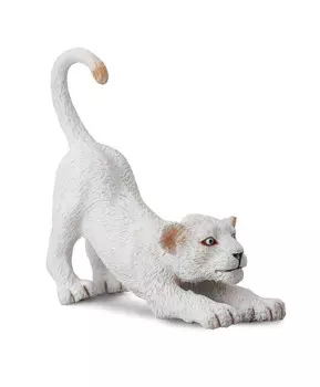 Фигурка животного потягивающийся белый Тигрёнок
