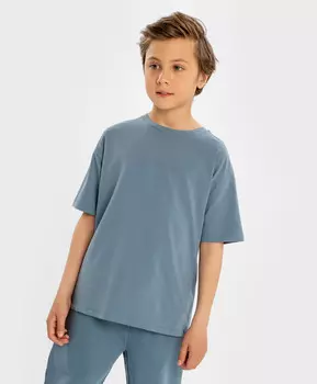 Футболка базовая с коротким рукавом и принтом синяя детская Button Blue (122)