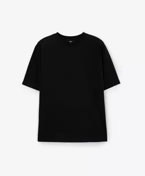 Футболка базовая силуэта умеренный оверсайз черная GLVR