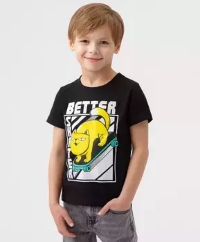 Футболка черная с принтом Button Blue (128)