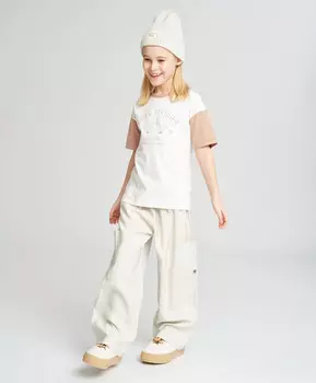 Футболка для девочки белая с коротким рукавом и принтом Button Blue