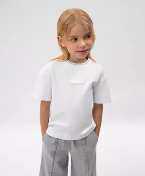 Футболка для девочки свободного кроя с коротким рукавом белая Roberto Moretti