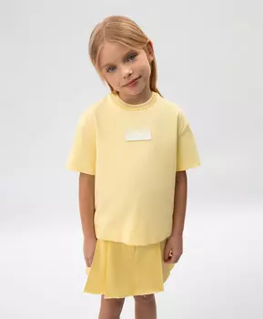 Футболка для девочки свободного кроя с коротким рукавом желтая Roberto Moretti