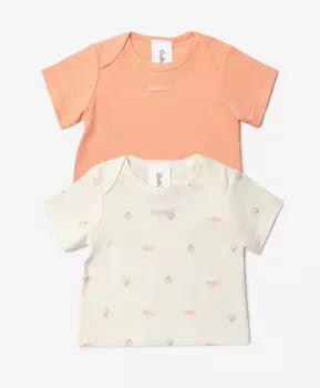 Футболка для девочки трикотажная комплект из 2-х штук мультицвет Gulliver